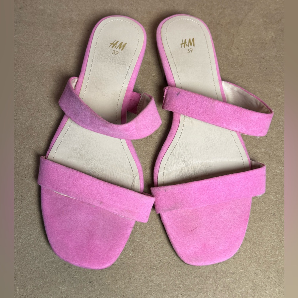 H&M Women's Pink Strappy Flat Sandals Size 39 SM 189